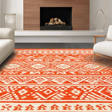 Ultra Soft Area Rug, Non Slip, Stain Resistant, Washable Area Rugs for Living Room, Bedroom, Classic Curved Line Decorative Accent(Orange)