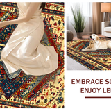 Ultra Soft Area Rug, Non Slip, Stain Resistant, Washable Area Rugs for Living Room, Bedroom, Exotic Elephant Geometric Motif(Yellow)