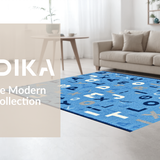 Ultra Soft Area Rug, Non Slip, Stain Resistant, Washable Area Rugs for Living Room, Bedroom, Charming Round Educational Motif(Blue)