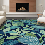 Ultra Soft Area Rug, Non Slip, Stain Resistant, Washable Area Rugs for Living Room, Bedroom, Rustic Tropical Print Arrangement(Blue)
