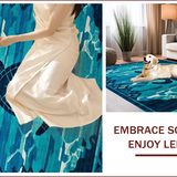 Ultra Soft Area Rug, Non Slip, Stain Resistant, Washable Area Rugs for Living Room, Bedroom, Serene Oceanic Teal Patterns(Blue)