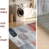 Ultra Soft Area Rug, Non Slip, Stain Resistant, Washable Area Rugs for Living Room, Bedroom, Elegant Soft Geometric Waves(Red)