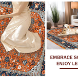 Ultra Soft Area Rug, Non Slip, Stain Resistant, Washable Area Rugs for Living Room, Bedroom, Modern Abstract Floral Fusion(Orange)