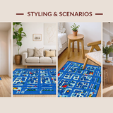 Lively Traffic and Building Illustration(Blue)