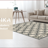 Ultra Soft Area Rug, Non Slip, Stain Resistant, Washable Area Rugs for Living Room, Bedroom, Rustic Charcoal Tiled Motif(Beige)