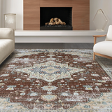 Ultra Soft Area Rug, Non Slip, Stain Resistant, Washable Area Rugs for Living Room, Bedroom, Transitional Warm Tone Patterns(Brown)