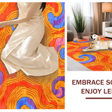 Ultra Soft Area Rug, Non Slip, Stain Resistant, Washable Area Rugs for Living Room, Bedroom, Bold Retro Color Play Design(Red)