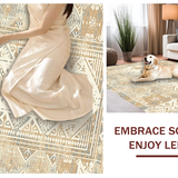 Ultra Soft Area Rug, Non Slip, Stain Resistant, Washable Area Rugs for Living Room, Bedroom, Textured Rustic Tribal Elegance(Beige)