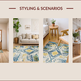 Ultra Soft Area Rug, Non Slip, Stain Resistant, Washable Area Rugs for Living Room, Bedroom, Vibrant Boho Tribal Motif(Yellow)