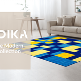 Ultra Soft Area Rug, Non Slip, Stain Resistant, Washable Area Rugs for Living Room, Bedroom, Youthful Creative Circular Composition(Blue)