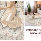 Ultra Soft Area Rug, Non Slip, Stain Resistant, Washable Area Rugs for Living Room, Bedroom, Stylish Neutral Boho Vibe(Beige)