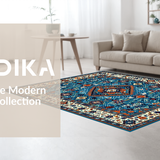 Ultra Soft Area Rug, Non Slip, Stain Resistant, Washable Area Rugs for Living Room, Bedroom, Rustic Geometric Color Fusion(Blue)