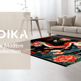 Ultra Soft Area Rug, Non Slip, Stain Resistant, Washable Area Rugs for Living Room, Bedroom, Cultural Symbolic Dragon Flourish(Red)