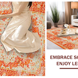 Ultra Soft Area Rug, Non Slip, Stain Resistant, Washable Area Rugs for Living Room, Bedroom, Cozy Whimsical Geometric Arrangement(Orange)