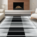 Ultra Soft Area Rug, Non Slip, Stain Resistant, Washable Area Rugs for Living Room, Bedroom, Elegant Black Geometric Symmetry(Black)