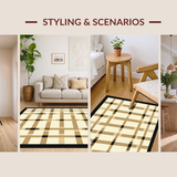 Ultra Soft Area Rug, Non Slip, Stain Resistant, Washable Area Rugs for Living Room, Bedroom, Elegant Neutral Toned Checkerboard(Beige)