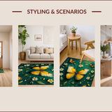 Ultra Soft Area Rug, Non Slip, Stain Resistant, Washable Area Rugs for Living Room, Bedroom, Whimsical Butterfly Dark Green Playroom Carpet(Blue)