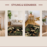 Ultra Soft Area Rug, Non Slip, Stain Resistant, Washable Area Rugs for Living Room, Bedroom, Natural Toned Hunting Scene Motif(Beige)