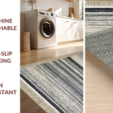 Ultra Soft Area Rug, Non Slip, Stain Resistant, Washable Area Rugs for Living Room, Bedroom, Boho Geometric Outdoor Rug(Black)