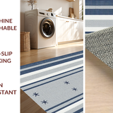 Ultra Soft Area Rug, Non Slip, Stain Resistant, Washable Area Rugs for Living Room, Bedroom, Nautical Blue Striped Elegance(Gray)
