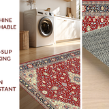 Ultra Soft Area Rug, Non Slip, Stain Resistant, Washable Area Rugs for Living Room, Bedroom, Classic Ornate Scrollwork Style(Red)