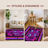 Ultra Soft Area Rug, Non Slip, Stain Resistant, Washable Area Rugs for Living Room, Bedroom, Energetic Vintage Pixelated Style(Pink)