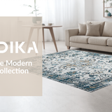 Ultra Soft Area Rug, Non Slip, Stain Resistant, Washable Area Rugs for Living Room, Bedroom, Contemporary Gray Tiled Composition(White)