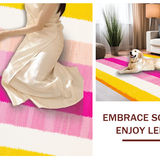 Ultra Soft Area Rug, Non Slip, Stain Resistant, Washable Area Rugs for Living Room, Bedroom, Whimsical Colorful Rainbow Motif(Yellow)