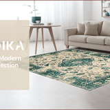 Ultra Soft Area Rug, Non Slip, Stain Resistant, Washable Area Rugs for Living Room, Bedroom, Elegant Geometric Pattern Fusion(Beige)
