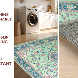 Ultra Soft Area Rug, Non Slip, Stain Resistant, Washable Area Rugs for Living Room, Bedroom, Eclectic Botanical Tiled Design(Ivory)