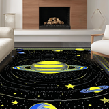 Ultra Soft Area Rug, Non Slip, Stain Resistant, Washable Area Rugs for Living Room, Bedroom, Bold Astronomical Shape Arrangement(Yellow)