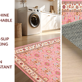 Ultra Soft Area Rug, Non Slip, Stain Resistant, Washable Area Rugs for Living Room, Bedroom, Rustic Creamy Beige Lattice Arrangement(Pink)