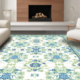 Ultra Soft Area Rug, Non Slip, Stain Resistant, Washable Area Rugs for Living Room, Bedroom, Chic Vintage Botanical Lace Pattern(White)