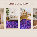 Ultra Soft Area Rug, Non Slip, Stain Resistant, Washable Area Rugs for Living Room, Bedroom, Boho Floral Tapestry Aesthetic(Blue)