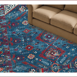 Ultra Soft Area Rug, Non Slip, Stain Resistant, Washable Area Rugs for Living Room, Bedroom, Dynamic Abstract Boho Fusion(Blue)