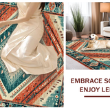 Ultra Soft Area Rug, Non Slip, Stain Resistant, Washable Area Rugs for Living Room, Bedroom, Contemporary Geometric Pattern Fusion(Red)