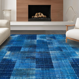 Ultra Soft Area Rug, Non Slip, Stain Resistant, Washable Area Rugs for Living Room, Bedroom, Elegant Bow Inspired Rug with Interlaced Blue Stripes and Soft Contoured Shapes(Blue)
