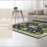 Ultra Soft Area Rug, Non Slip, Stain Resistant, Washable Area Rugs for Living Room, Bedroom, Rustic Tiled Patterned Delight(Blue)