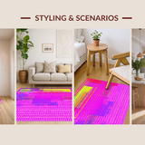 Ultra Soft Area Rug, Non Slip, Stain Resistant, Washable Area Rugs for Living Room, Bedroom, Striking Light-Up Kaleidoscopic Design(Pink)