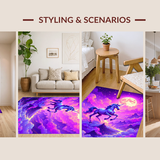 Ultra Soft Area Rug, Non Slip, Stain Resistant, Washable Area Rugs for Living Room, Bedroom, Soft Dreamlike Unicorn Visuals(Purple)