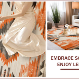Ultra Soft Area Rug, Non Slip, Stain Resistant, Washable Area Rugs for Living Room, Bedroom, Chic Abstract Southwest Aesthetic(Orange)