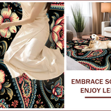 Ultra Soft Area Rug, Non Slip, Stain Resistant, Washable Area Rugs for Living Room, Bedroom, Paisley Floral Print(Black)