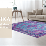 Ultra Soft Area Rug, Non Slip, Stain Resistant, Washable Area Rugs for Living Room, Bedroom, Elegant Light Blue Tiled Design(Pink)