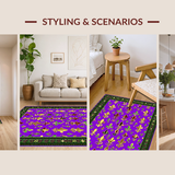 Ultra Soft Area Rug, Non Slip, Stain Resistant, Washable Area Rugs for Living Room, Bedroom, Chic Green Medallion Design(Purple)