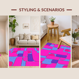 Ultra Soft Area Rug, Non Slip, Stain Resistant, Washable Area Rugs for Living Room, Bedroom, Cute Minimalist Floral Geometry(Pink)