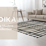 Ultra Soft Area Rug, Non Slip, Stain Resistant, Washable Area Rugs for Living Room, Bedroom, Urban Chic Rug Featuring Graphic Stripe Harmony and Monochrome Dash Artwork(Black)