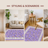 Ultra Soft Area Rug, Non Slip, Stain Resistant, Washable Area Rugs for Living Room, Bedroom, Elegant Purple Blossom Design(Purple)