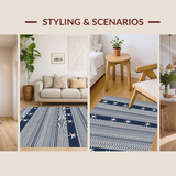 Ultra Soft Area Rug, Non Slip, Stain Resistant, Washable Area Rugs for Living Room, Bedroom, Artistic Coastal Inspired Textural Blend(Blue)