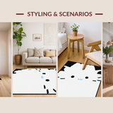 Ultra Soft Area Rug, Non Slip, Stain Resistant, Washable Area Rugs for Living Room, Bedroom, Soft Cozy White Cat Imagery(White)