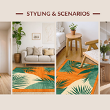 Ultra Soft Area Rug, Non Slip, Stain Resistant, Washable Area Rugs for Living Room, Bedroom, Artful Modern Organic Design(Orange)